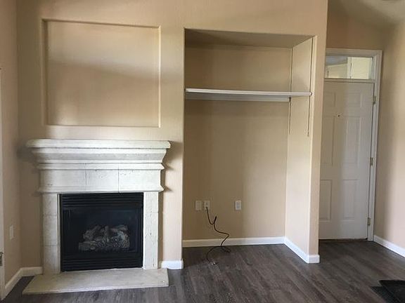 Gas fireplace and TV area