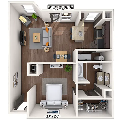 Floor plan Studio 0x1 752-774 SF
