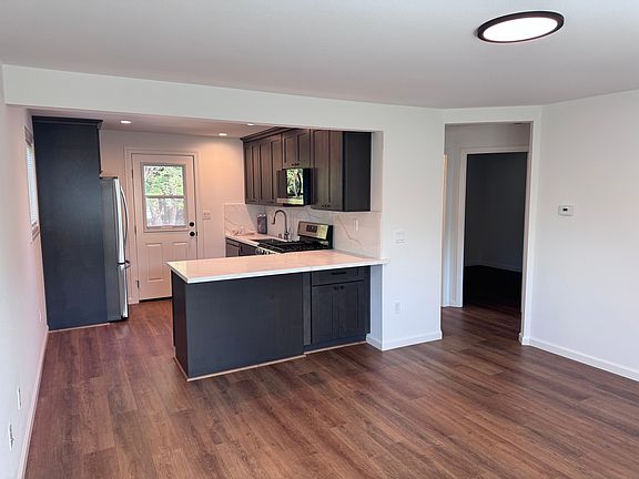 view from living room to kitchen