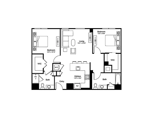 Floor plan 2 Bed/2 Bath PH-B6