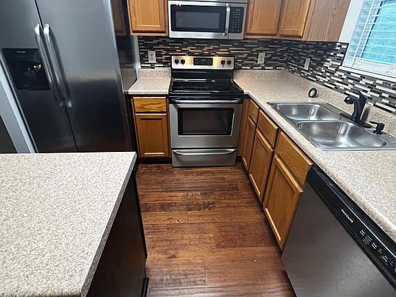 Kitchen with stainless steel appliances