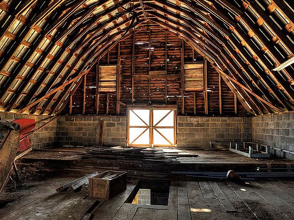 Inside two.story barn