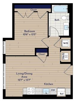 A 1BR-G Floor Plan- Apartment 416