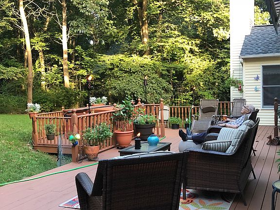 Deck with electric awning