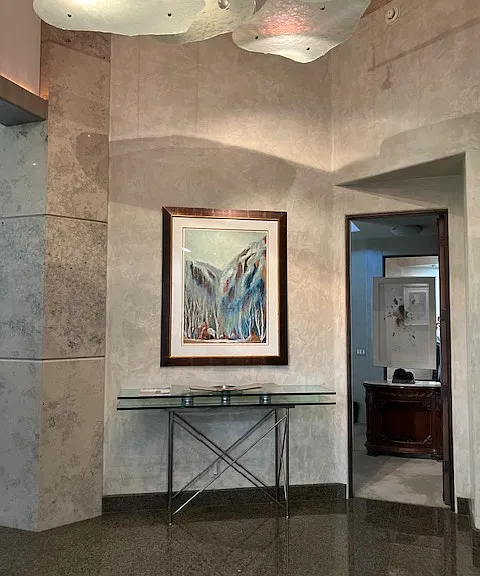 Entry Foyer -granite floors, exceptional bespoke chandelier