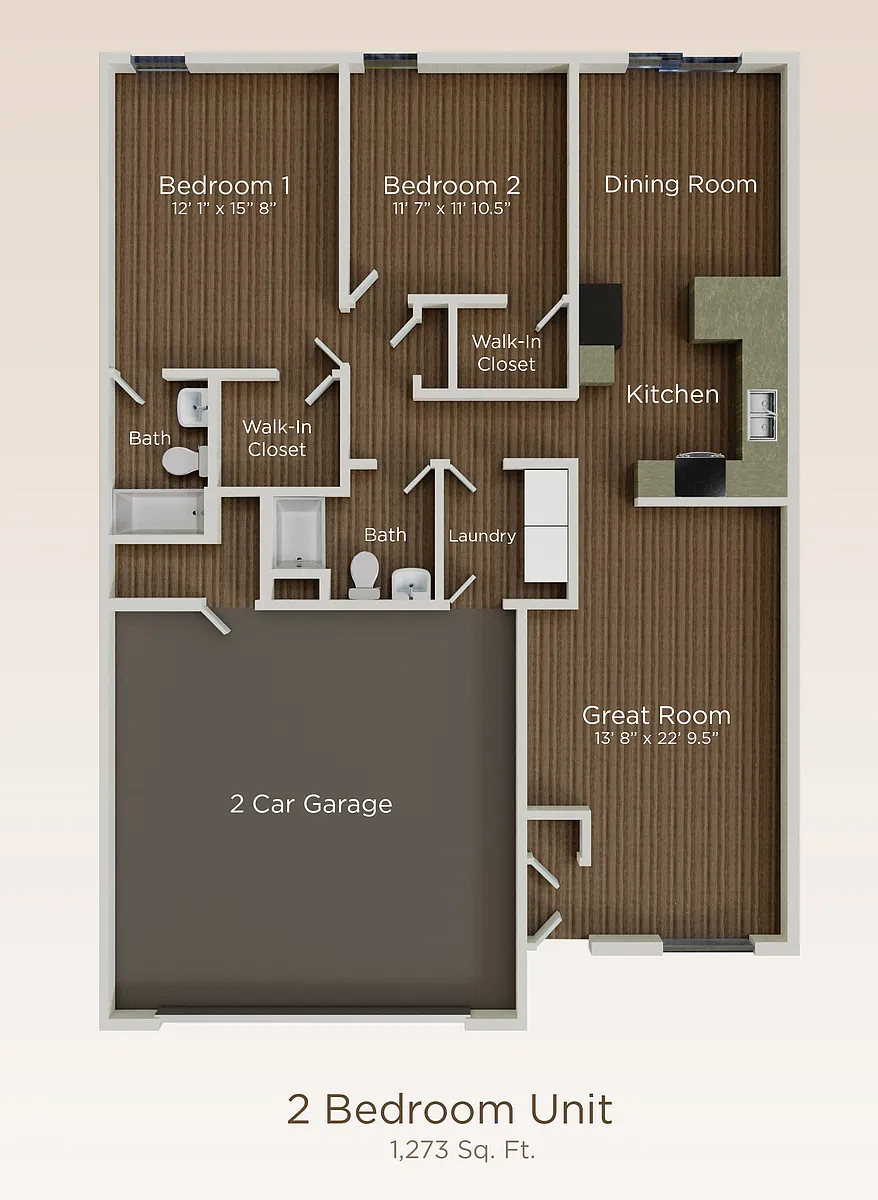 Floor plan 2 Bedroom Townhome