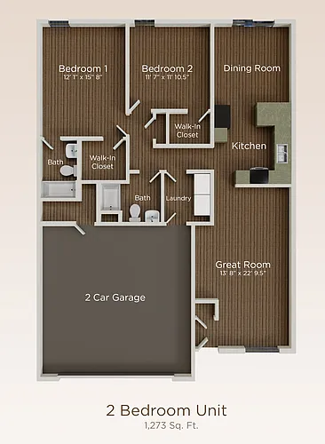 Floor plan 2 Bedroom Townhome