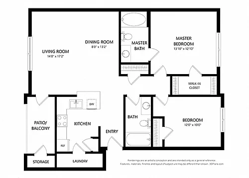 Floor plan Two Bedroom Apartment