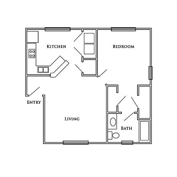 Floor plan One Bedroom w/Garage