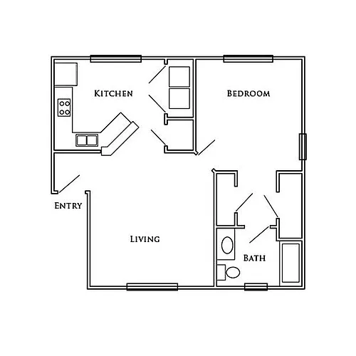 Floor plan One Bedroom w/Garage