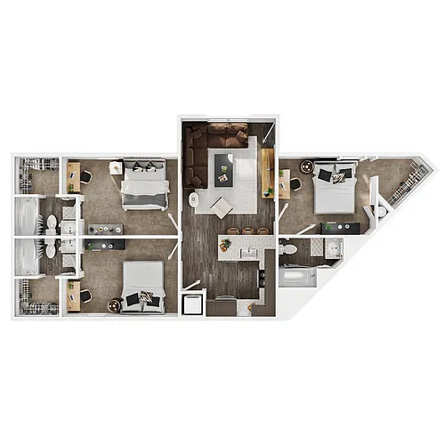 Floor plan 3BR/3BA - Gallatin