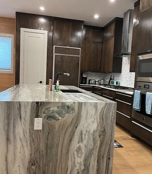 "Waterfall" Kitchen Island