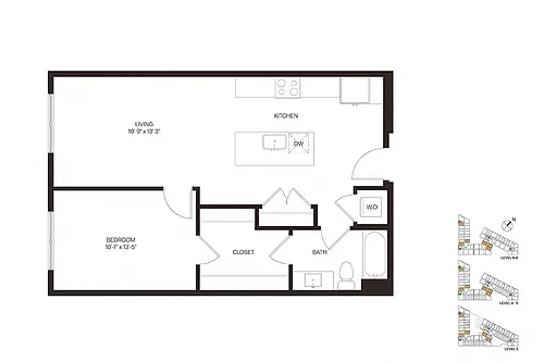 Floor plan One Bedroom A4