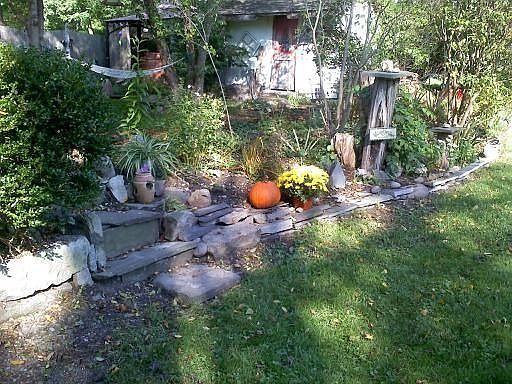 Stone wall at side yard