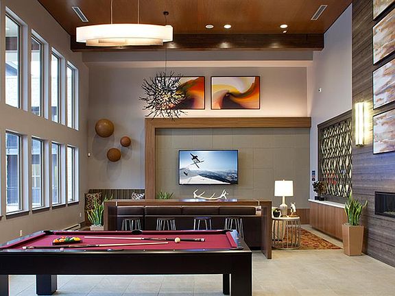 Resident Lounge with Billiards, Cyber Cafe, Fireplace Seating & Kitchen