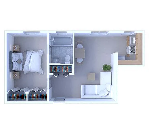 Floor plan 1 Bedroom Floor Plan A3