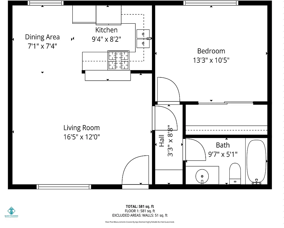 Floor plan 1 Bed 1 Bath