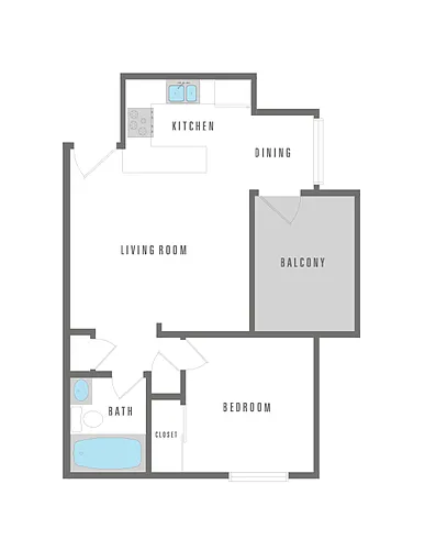 Floor plan 1 Bedroom 1 Bath