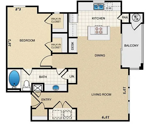 Floor plan One Bedroom A7