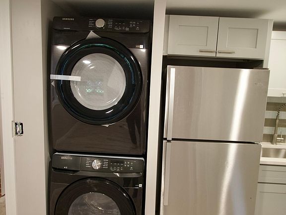 Stacked full size washer and dryer