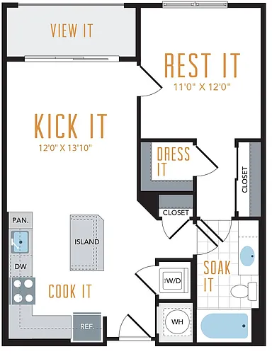 Floor plan 1 Bed 1 Bath