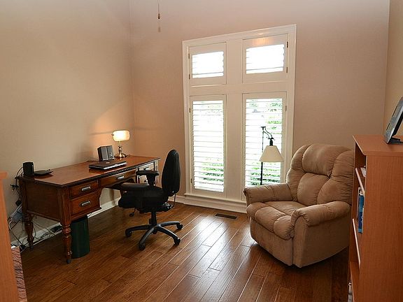Office with vaulted ceiling