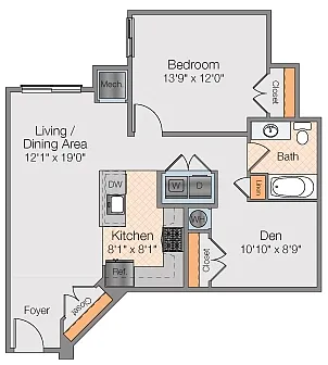 Floor plan 1 Bedroom 1 Bath