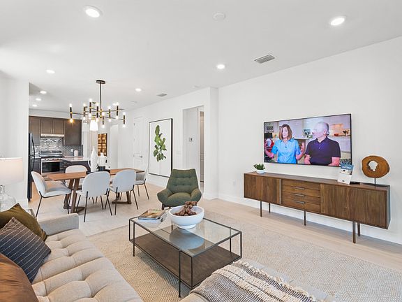 Connected living and dining spaces