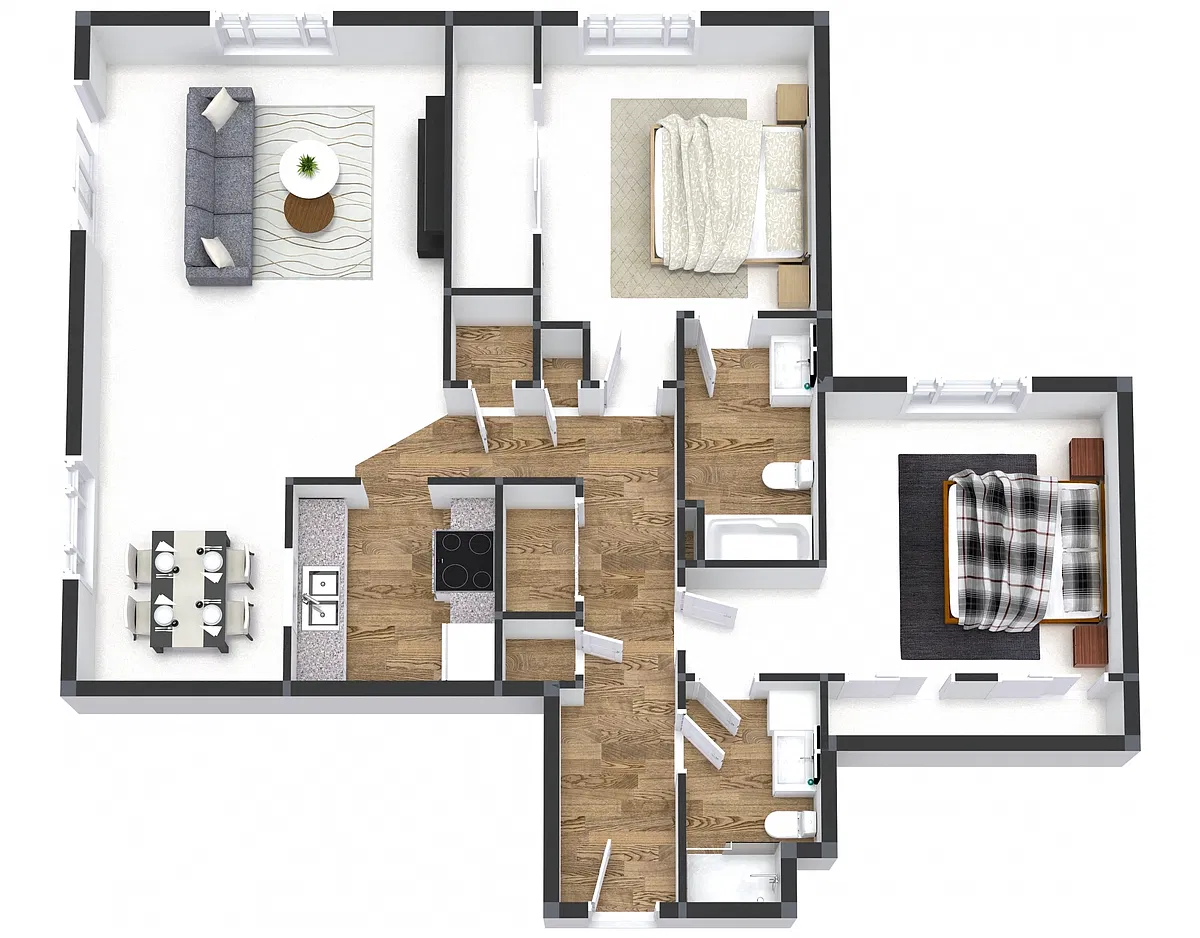 Floor plan Two Bedroom on The Lane