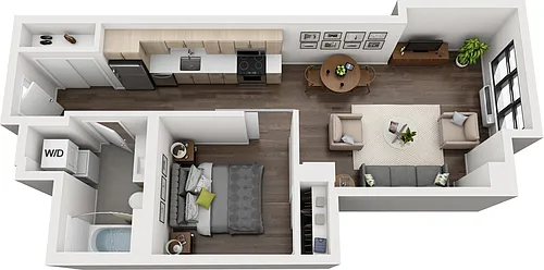 Floor plan 1 Bedroom D + Loft