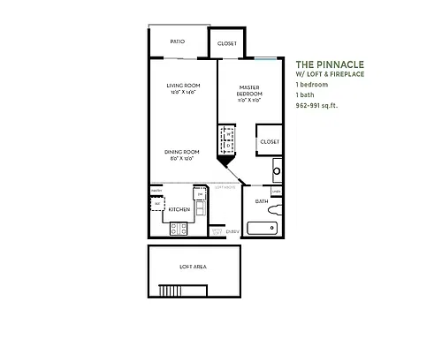 Floor plan Pinnacle with Loft South