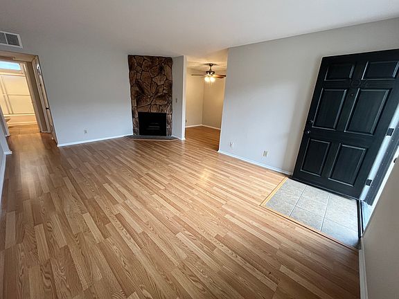 Large open concept living room, with gas fireplace
