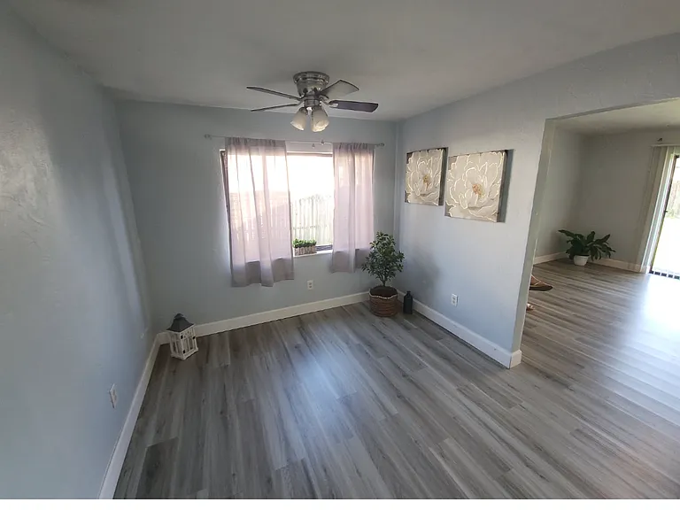Eat in kitchen area 
Garage is to left & living room to right