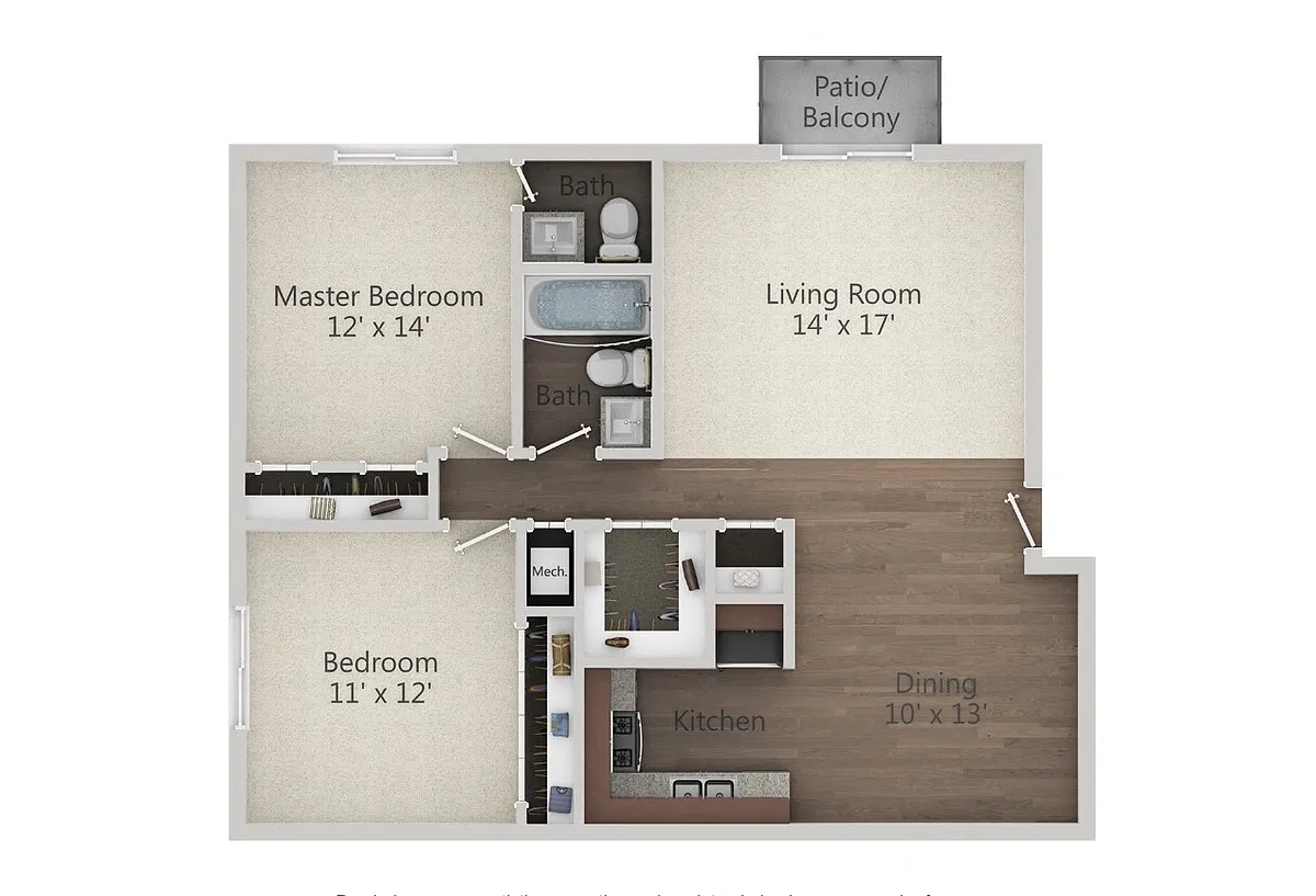 Floor plan 2 Bedroom 1.5 Bath
