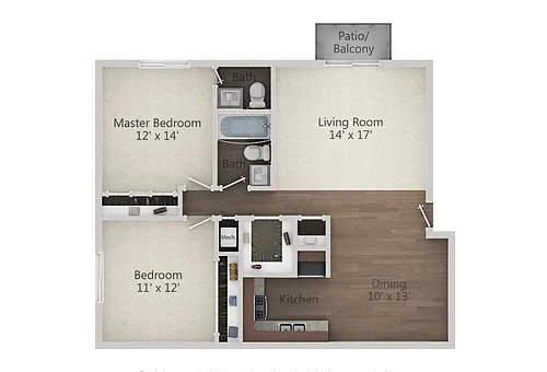 Floor plan 2 Bedroom 1.5 Bath