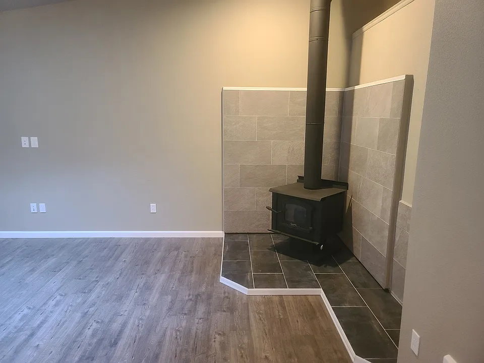 Wood stove in the Living room