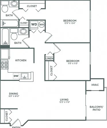 Two Bedroom Two Bath (942 SF) Two Bedroom Two Bath (942 SF)