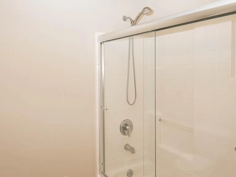 shower with glass enclosure