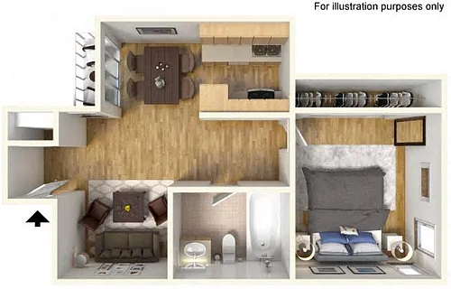 Floor plan 1 Bed 1 Bath Renovated