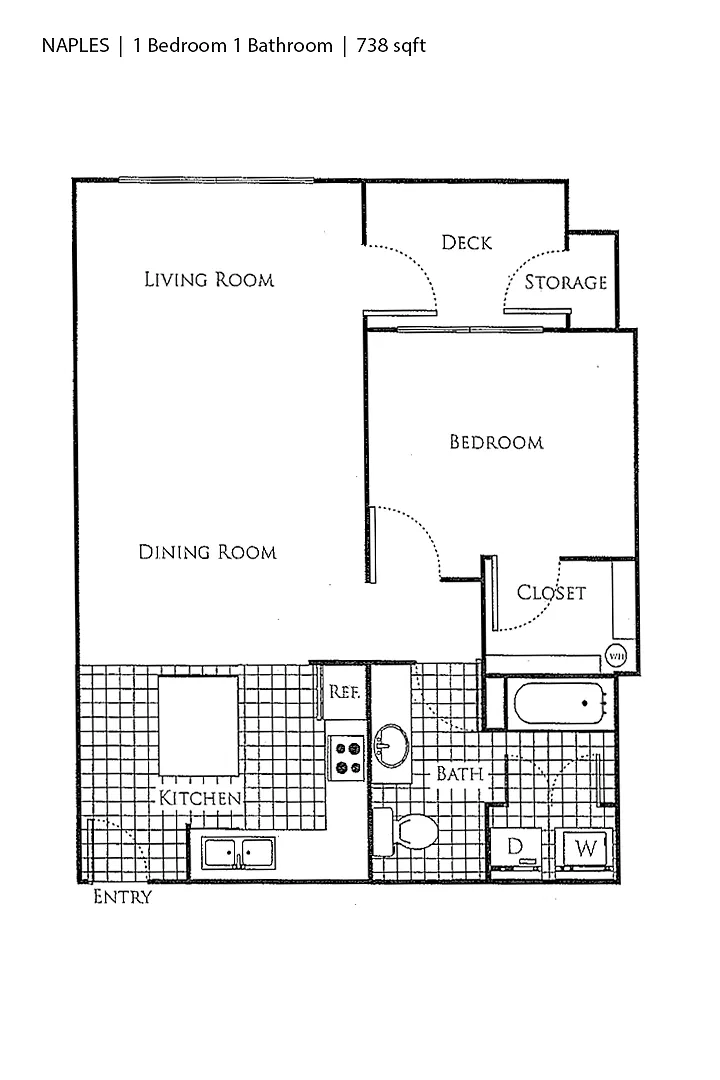 Floor plan 1 Bedroom A3 Renovated