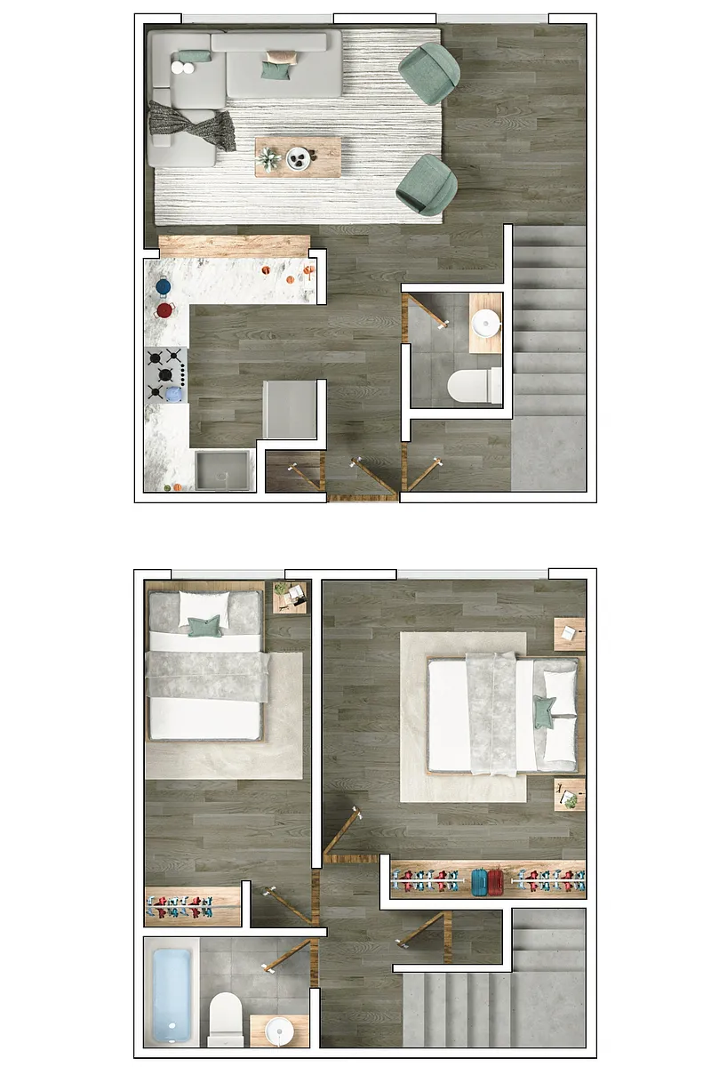 Floor plan 2 Bedroom & 1.5 Bathroom