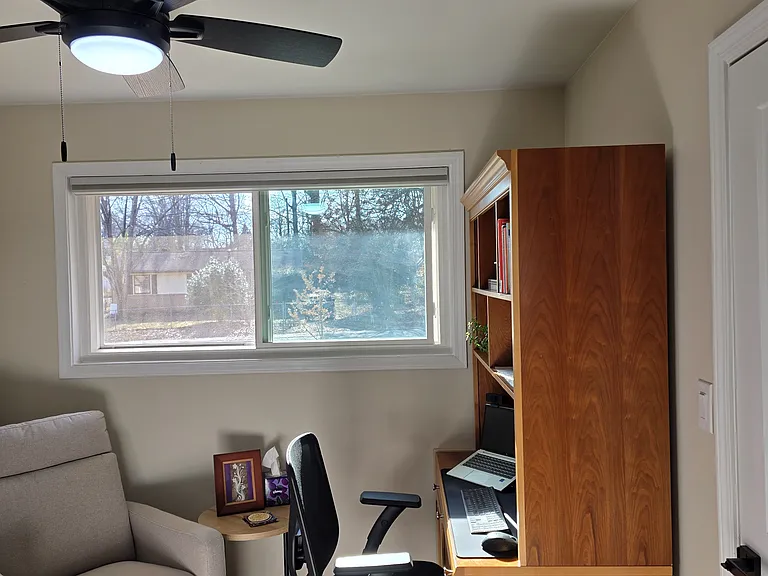 The smallest bedroom is set-up as an office with flex space.