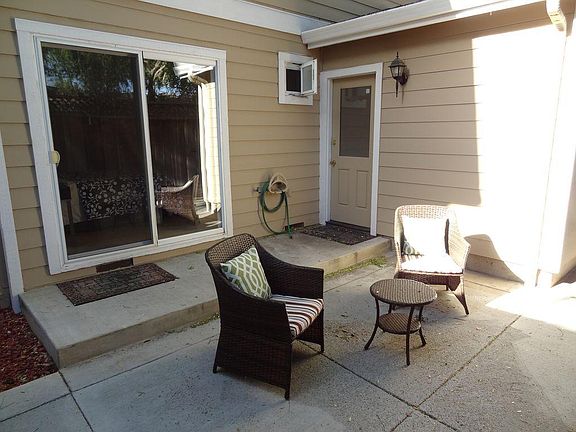 The sliding door is your own. You can leave through the back