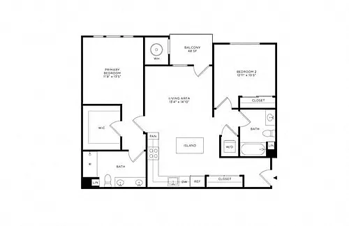 Floor plan 2B w/ Balcony