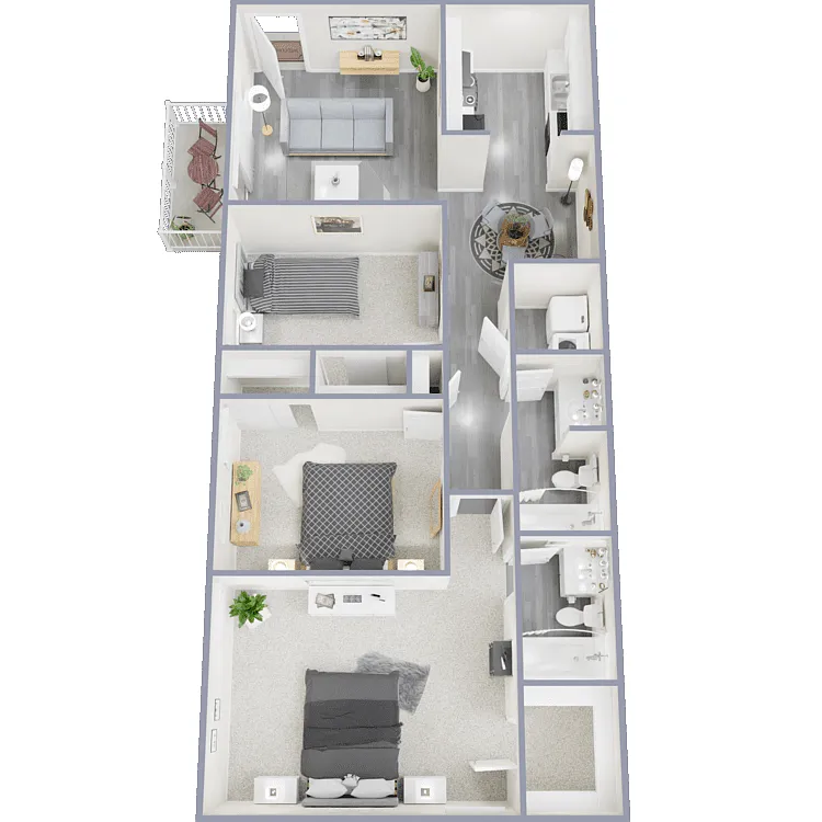 Floor plan 3 Bed 2 Bath Medium