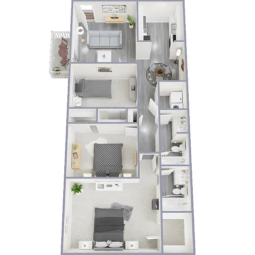 Floor plan 3 Bed 2 Bath Medium