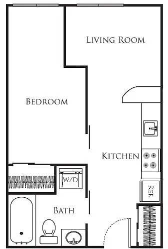 Floor plan Micro One Bed - D3B