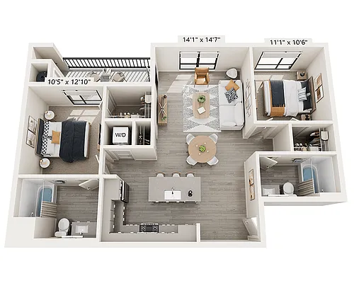 Floor plan Two Bedroom B2B