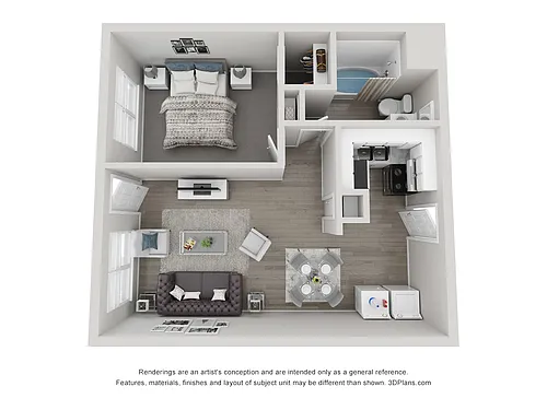 Floor plan One Bedroom Upgraded