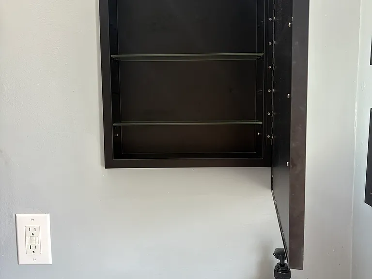 Primary bathroom built in medicine cabinet